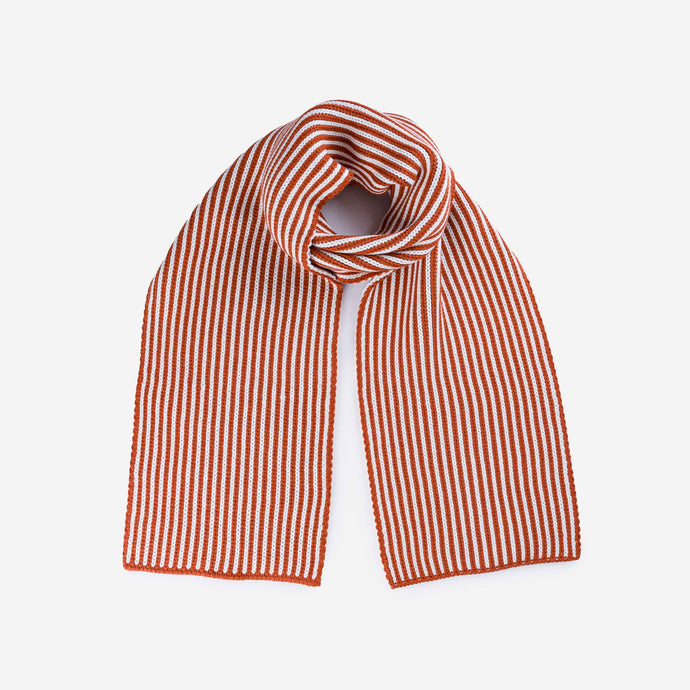 Pinstripe Big Scarf: Rust + White