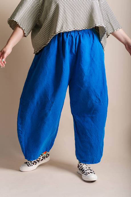 Bright Blue Linen Balloon Pant