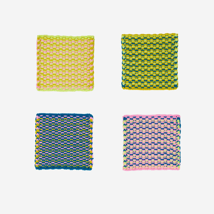 Dashes Coaster Set: Green Pink