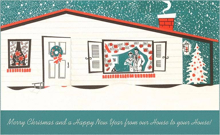 Postcard MC-284 Merry Christmas and Happy New Year, Suburbia