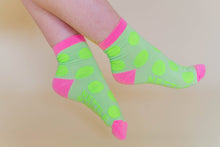 Women’s Spring Novelty Cotton Neon Yellow Dot Ankle Socks