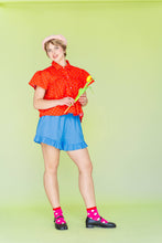 Women’s Cotton Blouse - Cherry Polka Dot Mushroom Top