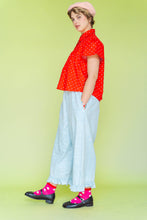 Women’s Cotton Blouse - Cherry Polka Dot Mushroom Top