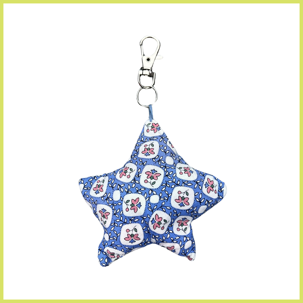 Blue Floral Patches Bag Charm