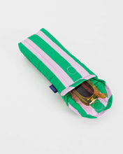 Puffy Glasses Sleeve in Pink Green Awning Stripe