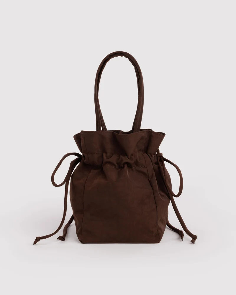 Nylon Drawstring Bag in Coffee