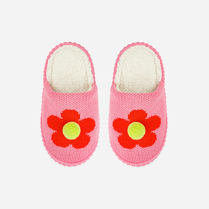 Flower Pom Slide Slippers
