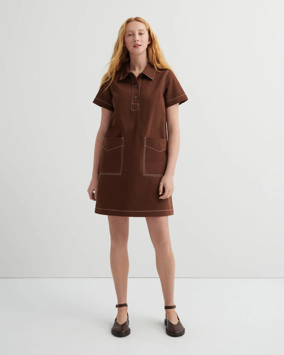 Foundation Dress in Brown Denim