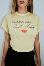 Psycho Bitch Wool Blend Baby Tee in Yellow