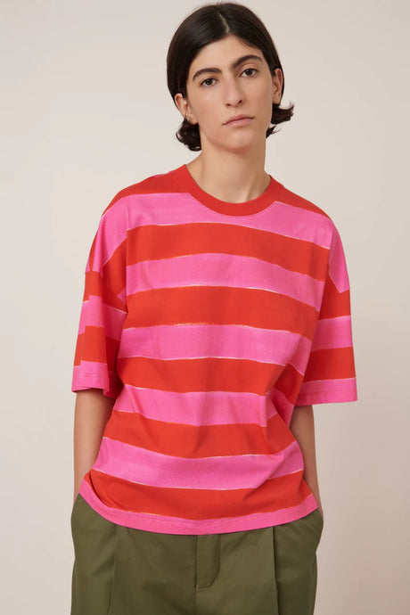 Oversized Boxy Tee in Painted Stripe