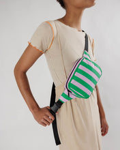 Puffy Fanny Pack in Pink Green Awning Stripe