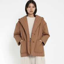 Hooded Quilted Jacked in Caramel