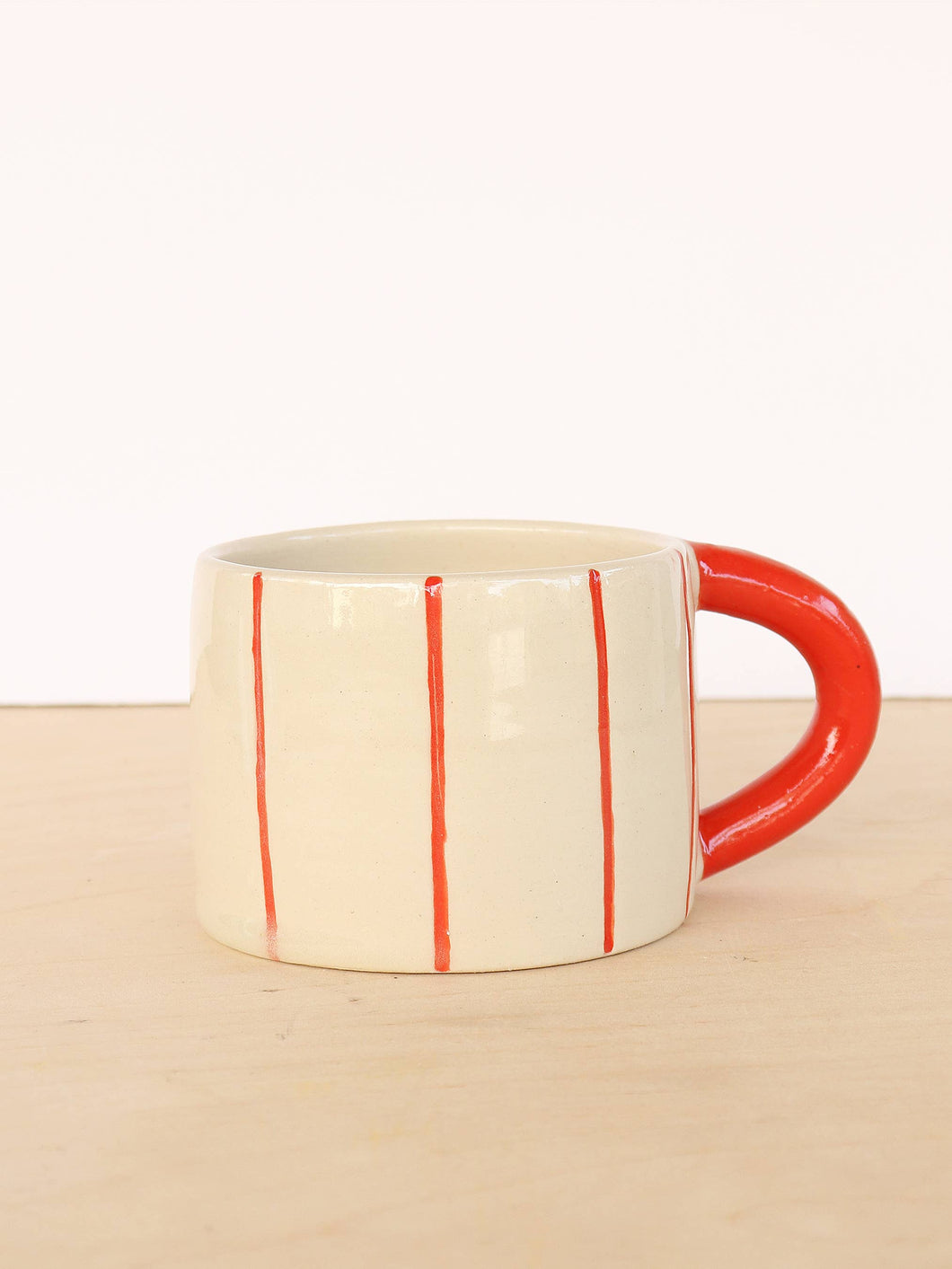 Ceramic Stripe Mug in Poppy