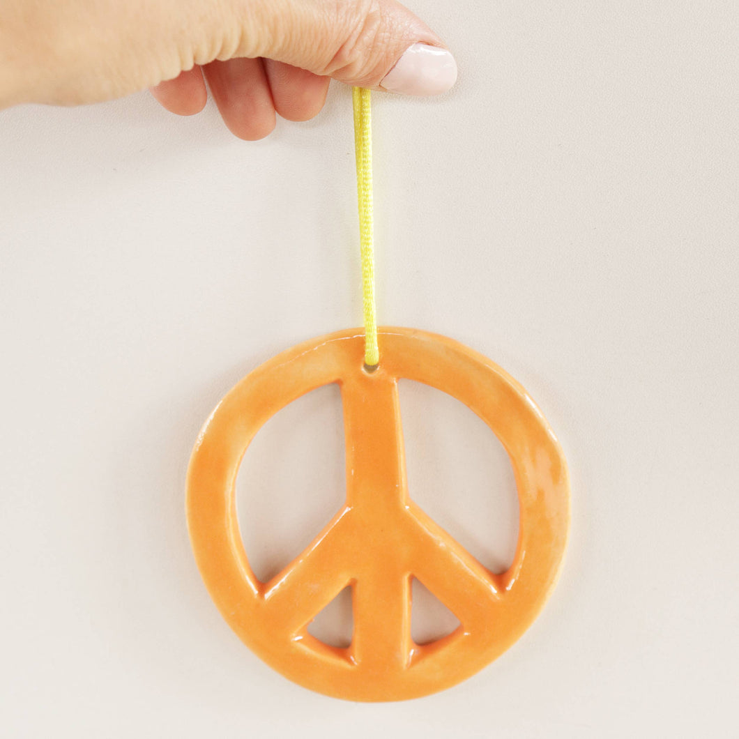 Ceramic Peace Ornament in Tangerine