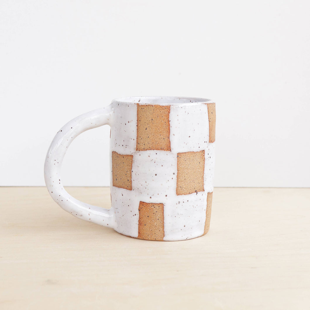 Ceramic Mug in Checkerboard White